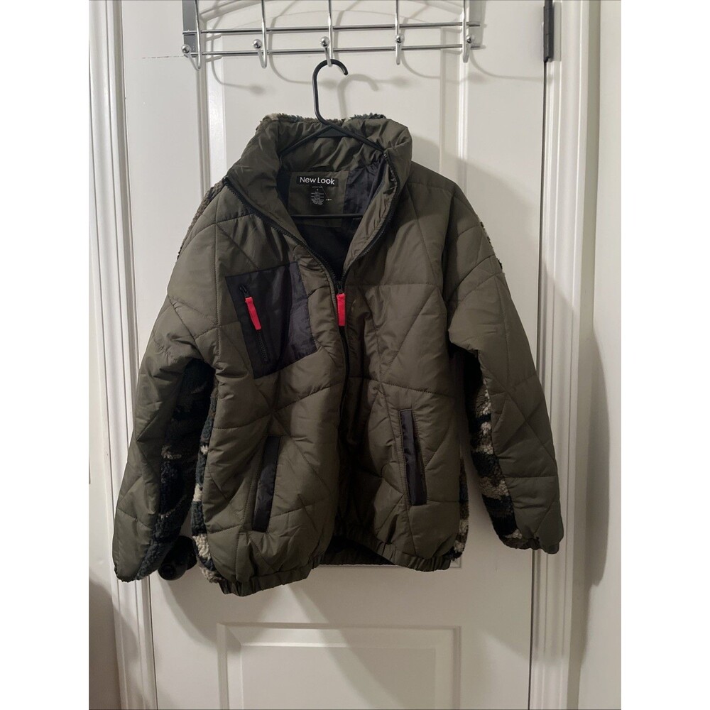 New Look Puffer Jacket Green / Black / Camouflage Men’s Size Small